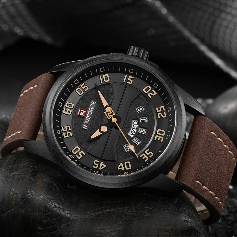 Часы NAVIFORCE мужские армейские кварцевые с кожаным ремешком|masculino|masculinos relogiosmasculino
