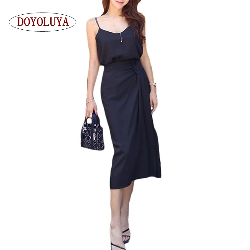 

[DOYOLUYA] [DOYOLUYA] Two Piece Set Top And Skirt Cold Shoulder Crop Tops 2 Piece Set Women Black Gray Backless Conjuntos De Muj