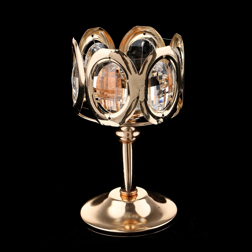 Crystal Tea Light Candle Holder Desktop Votive Candlestick Wedding Party Decor
