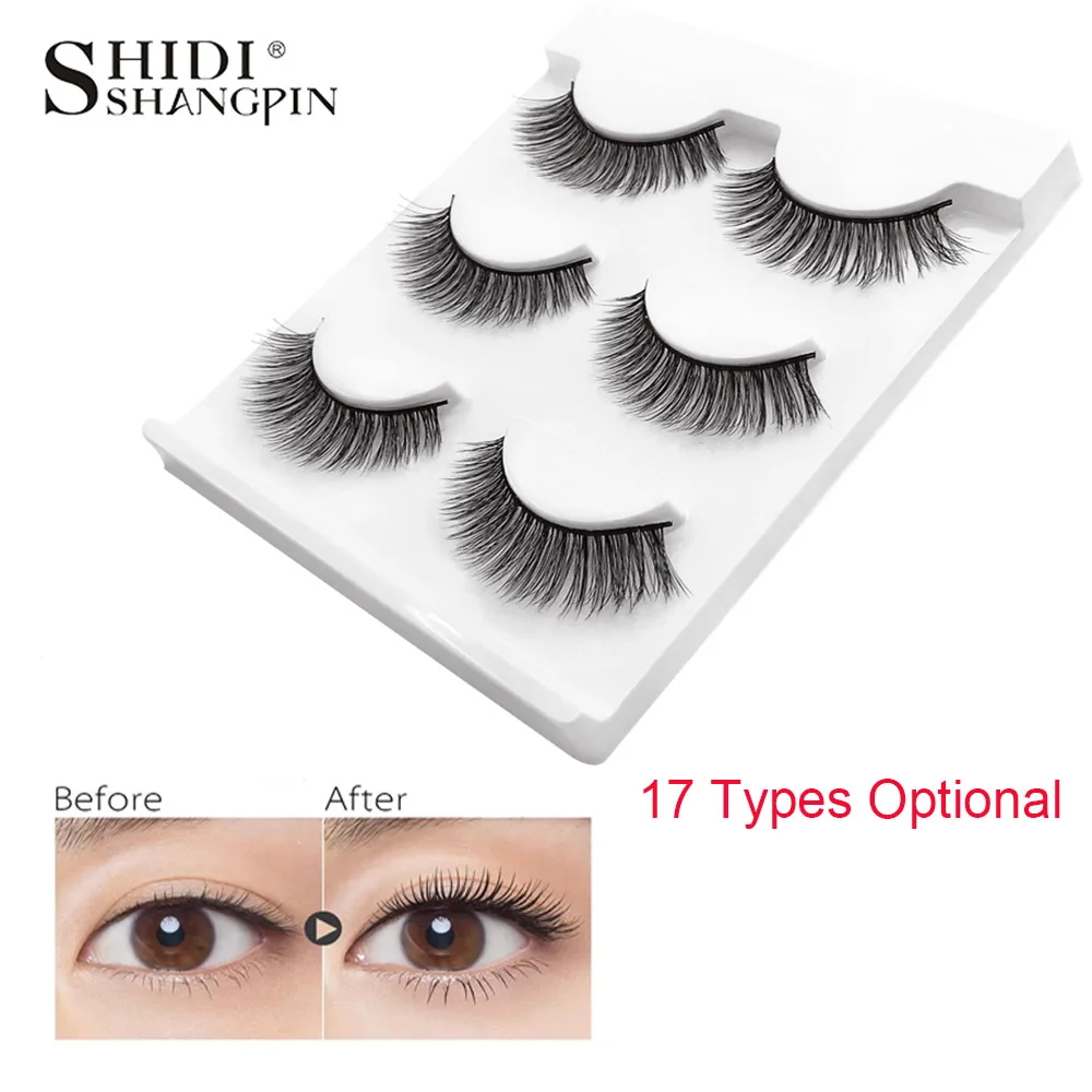 

SHIDISHANGPIN 3 Pairs Mink False Eyelashes Reusable Pure Handmade Natural 3D Soft Mink For Professional Eyelashes extension