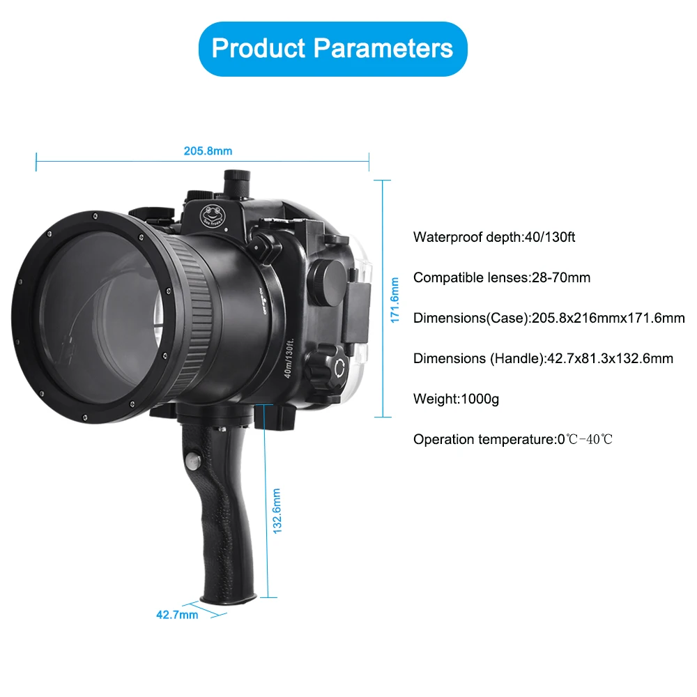 Seafrogs 40m 130ft подводный водонепроницаемый чехол для sony A7II поддержка 90 мм, 16-35 мм, 28-70 мм объектив с ручкой