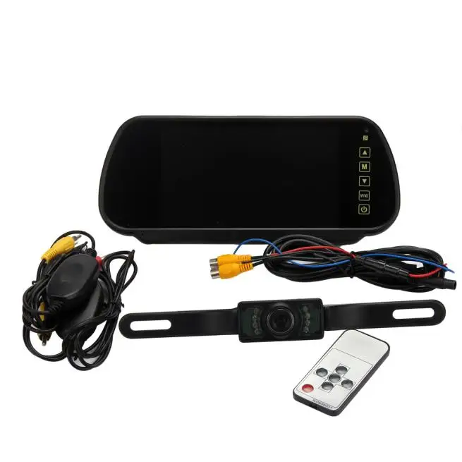 7 LCD Screen Car Rear View Backup Mirror Monitor+Wireless Reverse IR Camera Kit (2)