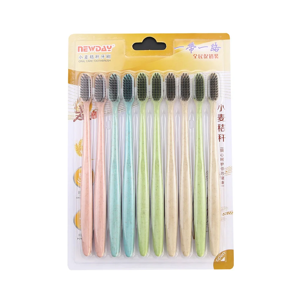 10 шт. бамбук древесный уголь нано зубная щетка мягкая Пшеница набор щеточек Угри зубная щетка уход за полостью рта нано-антибактериальная зубная щетка новая