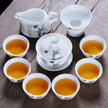 Полный набор белого фарфора кунг-фу чайный сервиз от производителя, прямая, керамические подарочные чайные сервизы на заказ