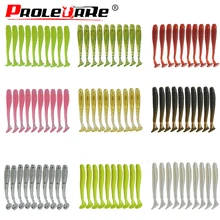 Proleurre 10pcs Fishing Lures T tail Wobblers 45mm 0.7g Swimbaits Synthetic Silicone jig Smooth Bait 10 Coloration Carp baits PR-200