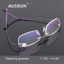 Ультра-светильник без оправы очки для чтения для мужчин и женщин HD линзы дальнозоркости мужские очки диоптрий+ 1,0+ 1,5+ 2,0+ 2,5+ 3,0+ 3,5+ 4,0+ Q0