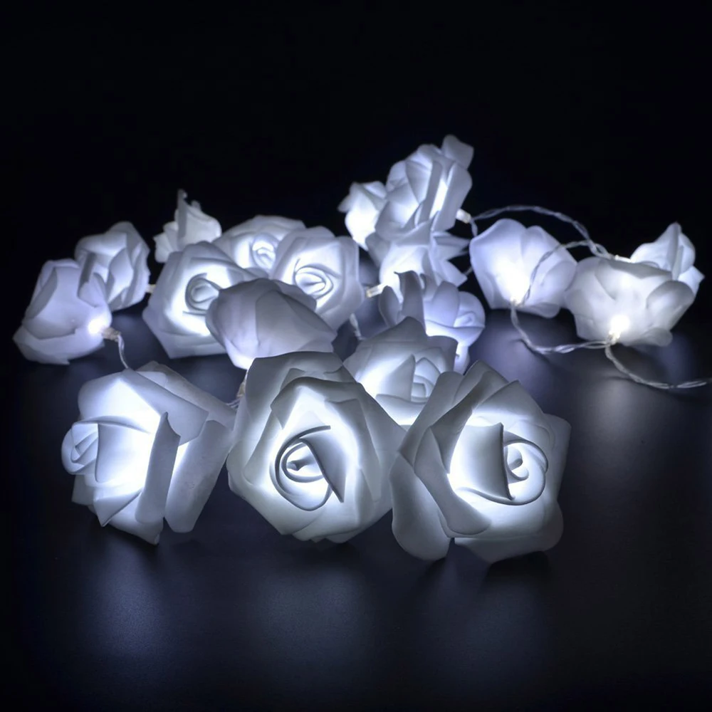 Лучший! 1.5 м 10led роза цветок рождественские огни строки на батарейках праздник валентинки свадебные