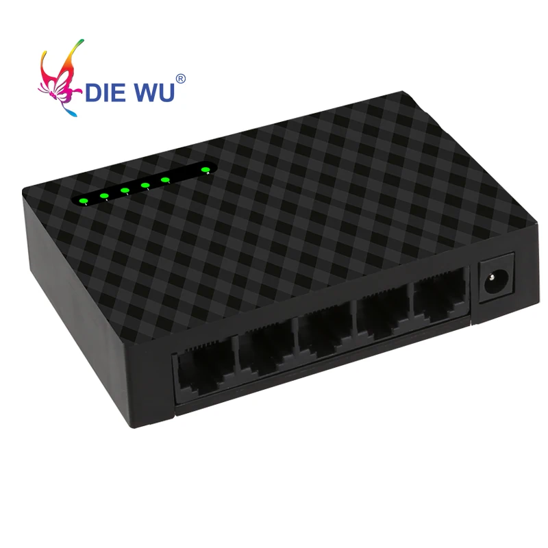 DIEWU 5 портов 10/100/1000 Мбит/с гигабитный коммутатор концентратор LAN Ethernet Настольный сетевой адаптер с защитой от молнии