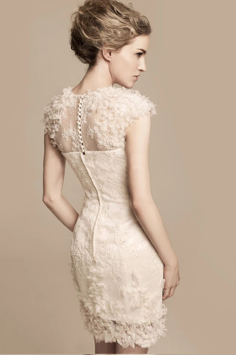 Aliexpress.com : Buy Short Lace Sleeves Wedding Dress Short ...