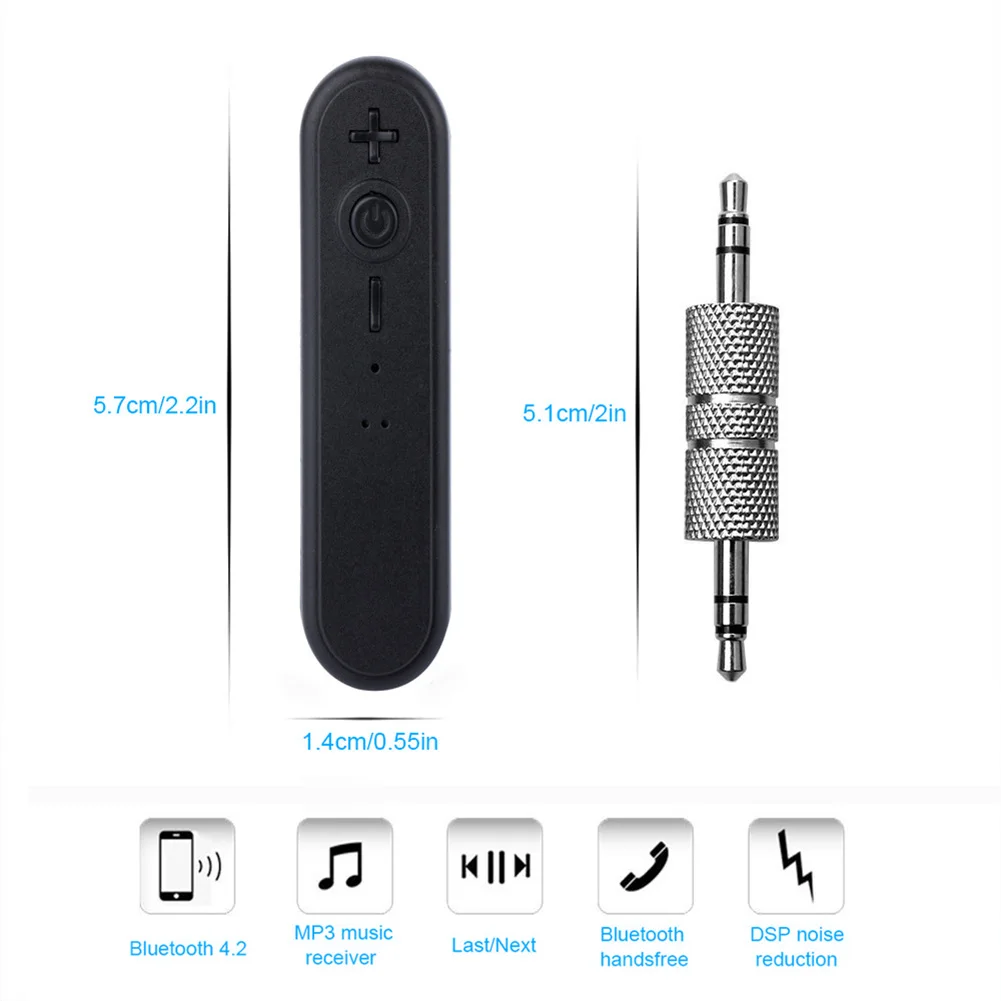 

Bluetooth Receiver with Clip Handsfree 3.5mm Aux Adapter for Home Car Audio Stereo System SD998
