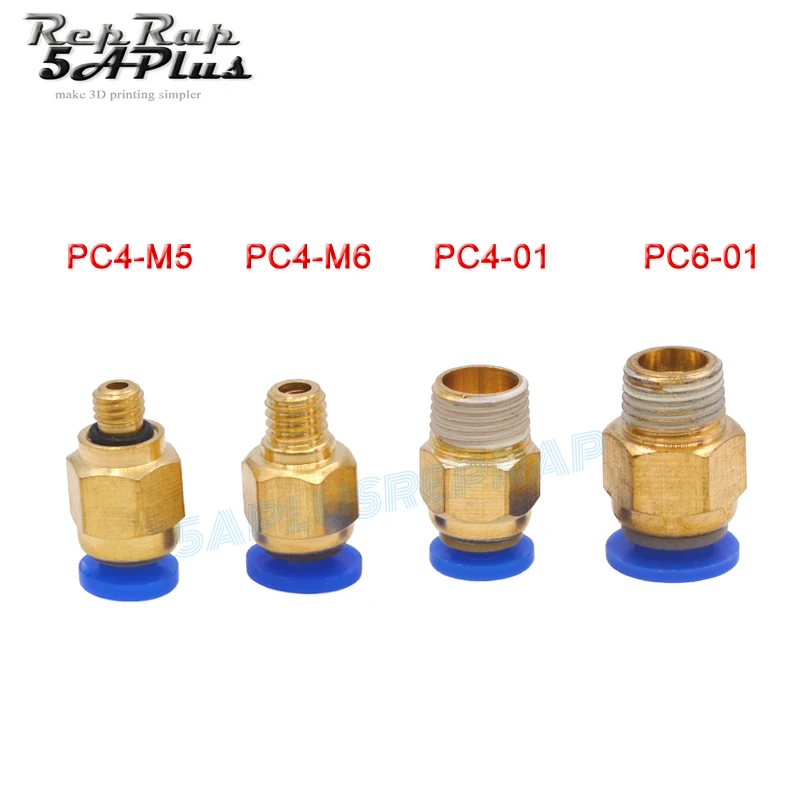 5 шт hotend j-головы разьем пневматический инструмент OD 4мм 6мм / быстродействующий разьем дистанционной трубы / разьем горячие головы экструдера RSS 3 мм / 1.75 мм трубки тефлона 3D принтер