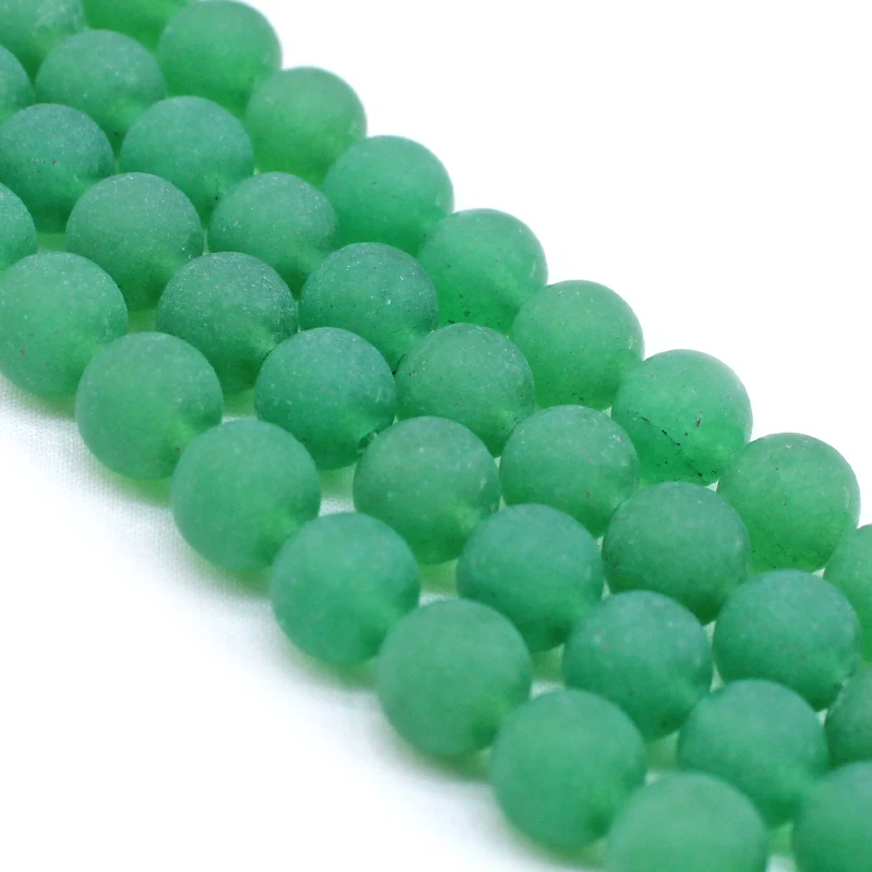 Матовый зеленый бисер из натурального камня aventurine 4 ~ 12 мм круглые шарики