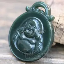 Подлинный медальон hetian jade основной натуральный нефрит из качественного материала и Смеющийся Будда карты