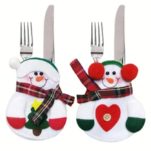 12pcs Xmas Decor Lovely Snowman Kitchen Tableware Holder Pocket Dinner Cutlery Bag Party Christmas table decoration cutlery sets