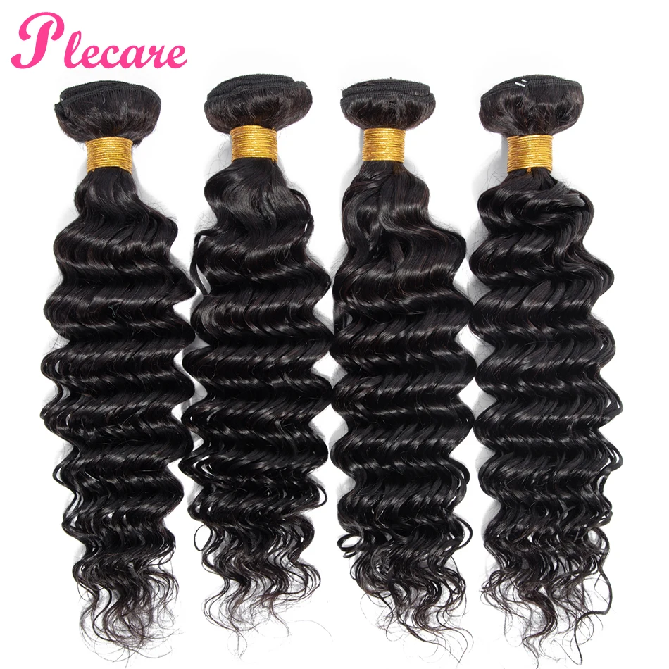Plecare малазийские волосы с глубоким волнистым плетением 3 и 4 пучка человеческих волос для наращивания натурального цвета 8-26 дюймов не Реми