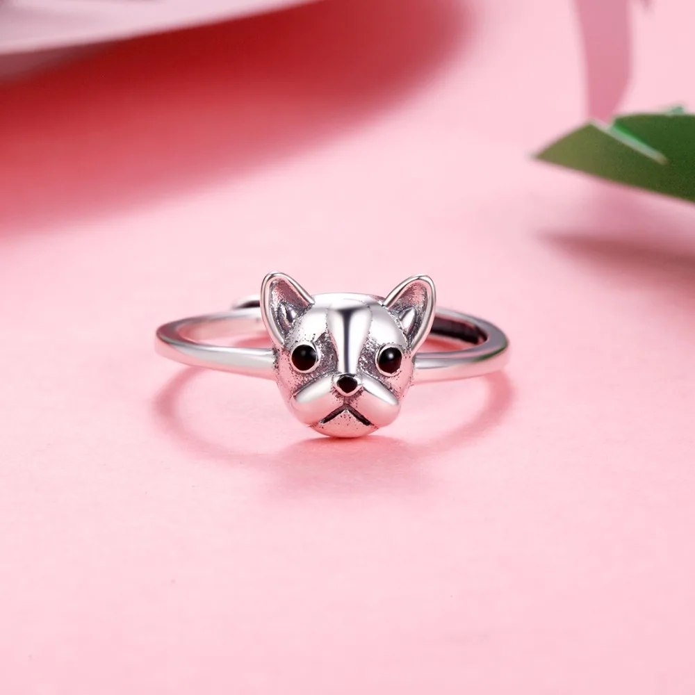 SILVERCUTE 925 пробы серебро французский кольцо с дизайном бульдог для Для женщин