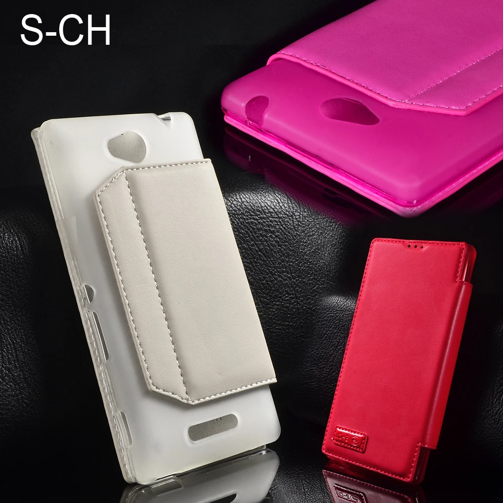 

For Sony Xperia C S39h C2305 High Quality Flip PU Leather Wallet Case With Card Slots Stand View Soft Skin Cover Phone Case