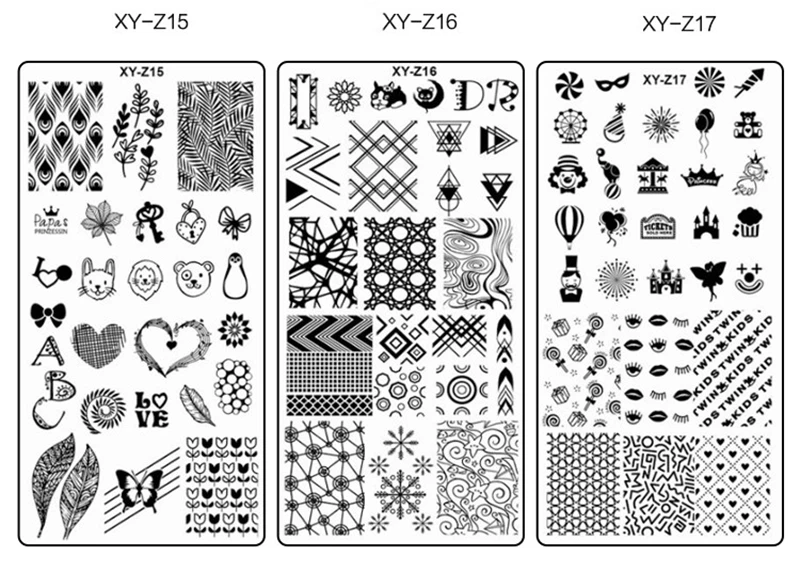 1 x Новые XYZ пластины для штамповки ногтей геометрический Маникюр штамповка шаблон изображения пластины DIY ногтей штамп пластина шаблон для печати XYZ01