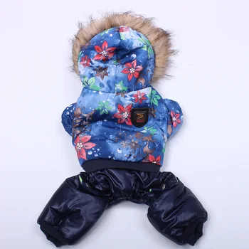 

New Dog Cat Warm Coat Jacket Floral Design Pet Puppy Warm Hoodie Jumpsuit Clothes Apperal