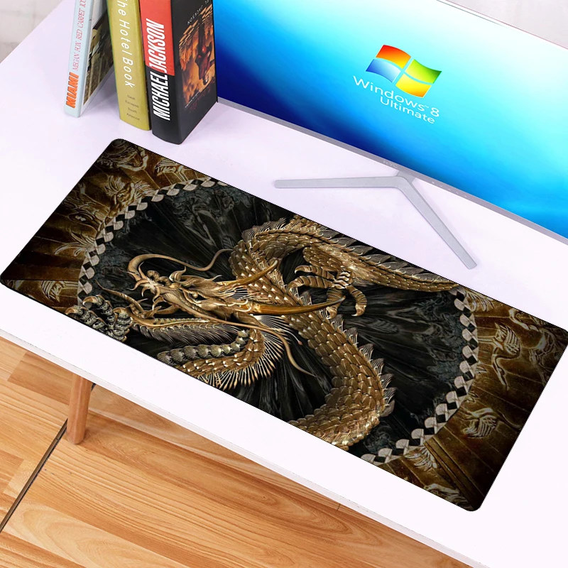 

Large Chinese Dragon Gaming Mousepad Locking Edge Rubber Laptop Computer Gamer Non-slip Mouse pad Keyboard Desk Mats