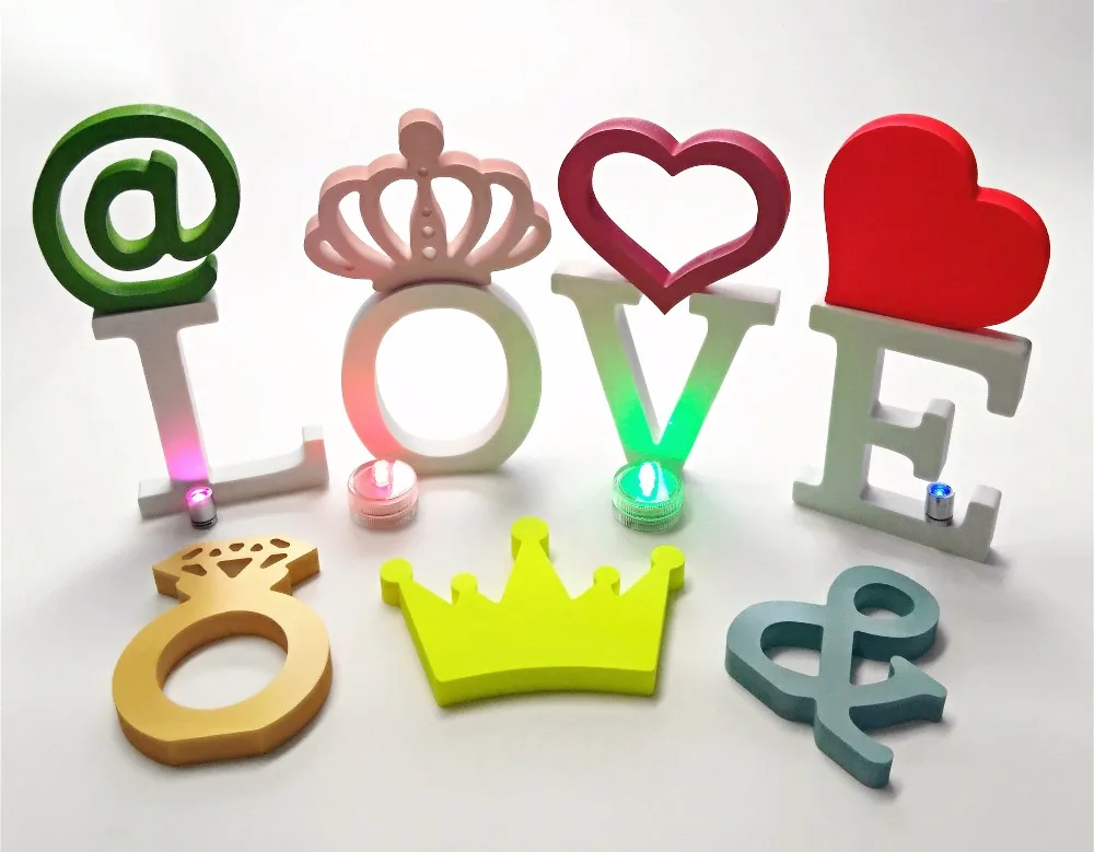

12cm Free Standing Home Decoration Artificial Wood Wooden Letter/ number/crown/heart /name for Wedding Decoration Birthday Party
