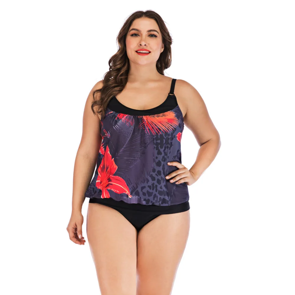

Large size Brasileiro Sexy One-Piece Biquini 2019 new Womens Plus Size Swimming Split Swimsuit Swimwear Push Up Beach Bikini #5
