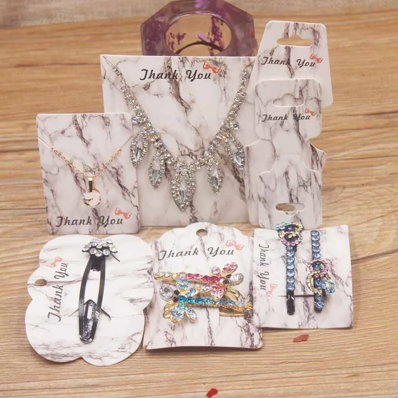 

20pc white Paper Earrings Card Marbling Design Jewelry Hairpin Cards Favor Bracelet Necklaces Display Packaging Cards Tags