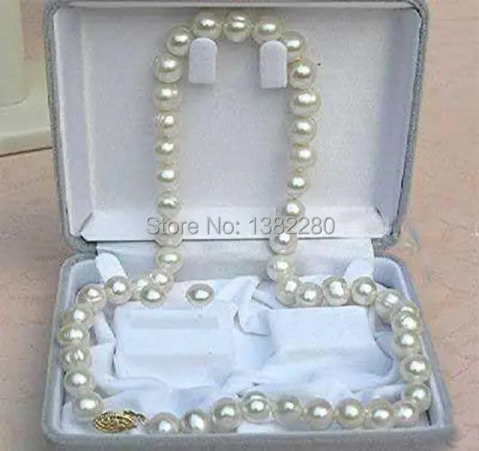 

8-9mm White freshwater pearl necklace earring set DIY women jewelry handmade making design
