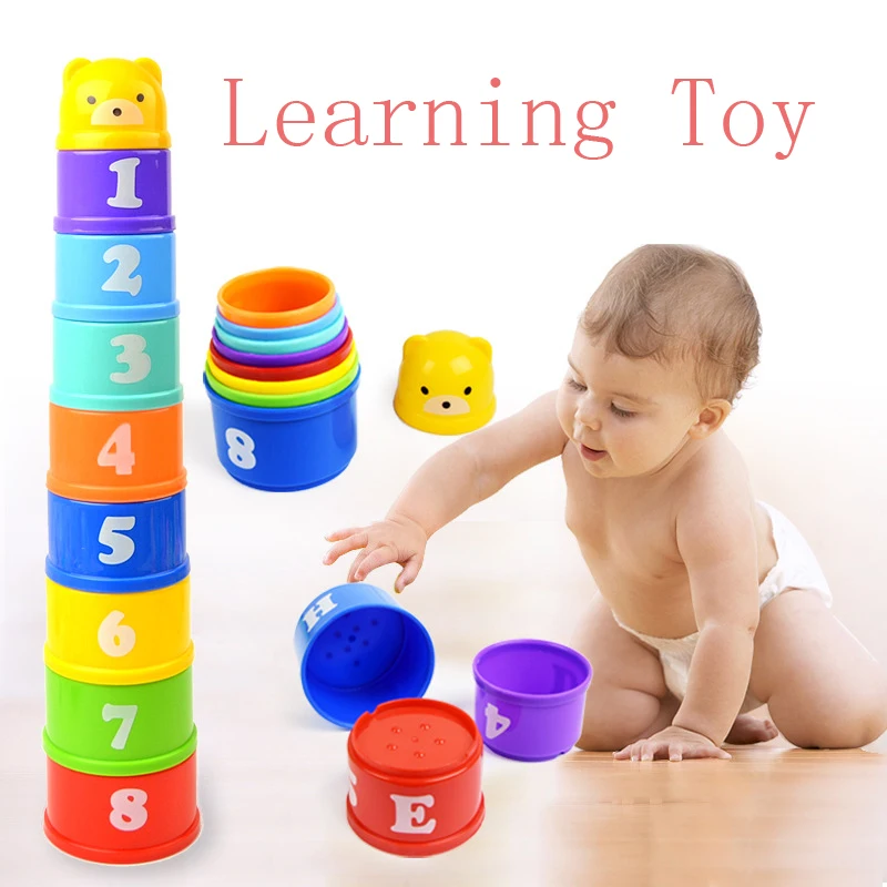 

9pcs Learning Cup Toys Colorful Cute Stacking Pile Up Cups Plastic ABS Math Numbers Letters Stacking Toy Christmas Gift for Kids