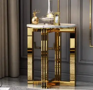 Postmodern light luxury small apartment marble sofa edge several living room gold-plated corner several households round a few s