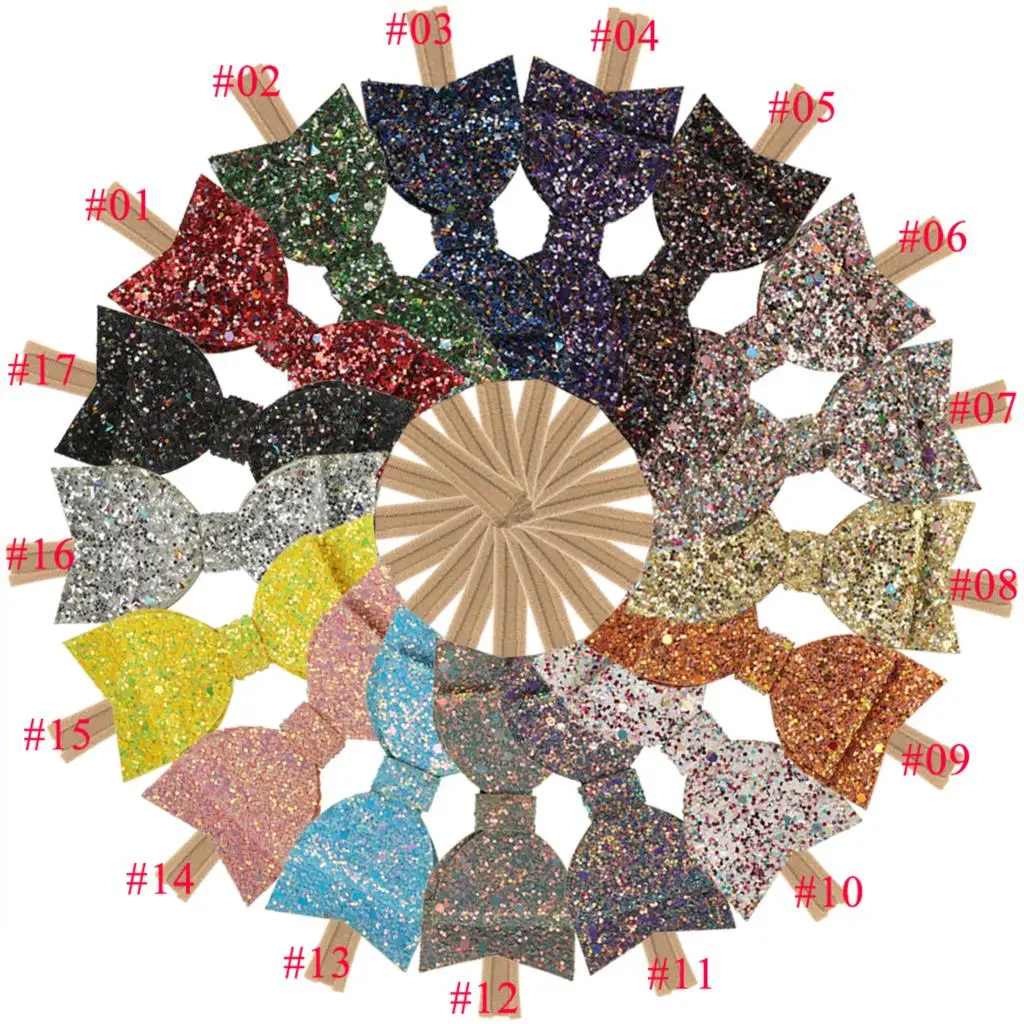 17pcs/set Brown Nylon Headband Two Layer Girls Photo Props Headwear Elastic Hairbands