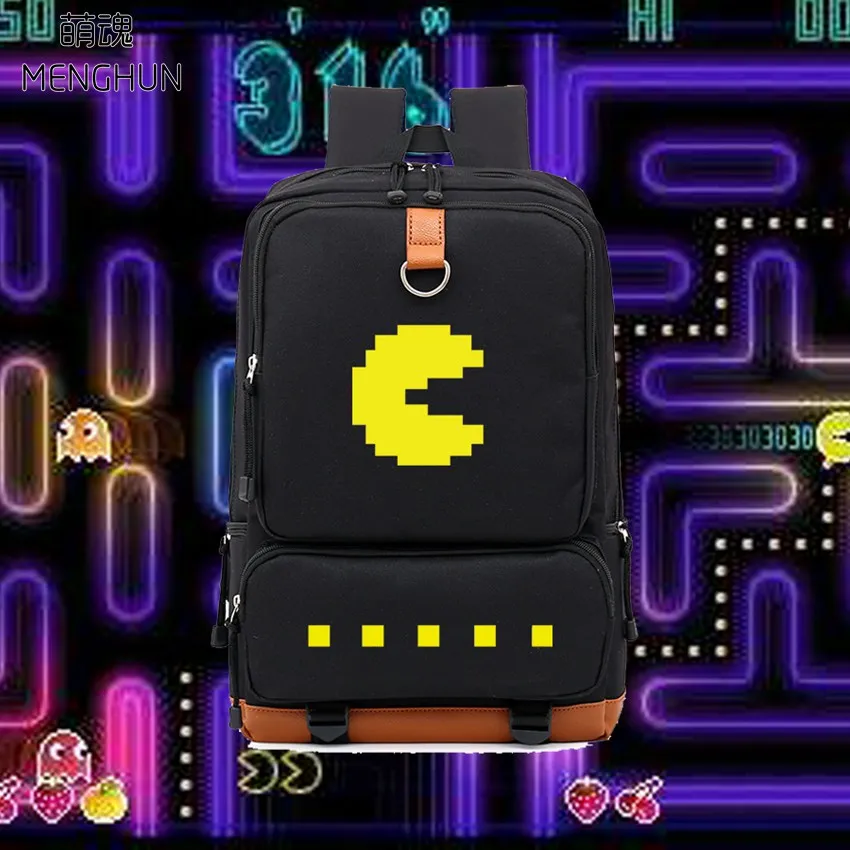 Высокая емкость большой рюкзак 15.6 дюймов ноутбук рюкзаки Ретро игра Pacman нейлон Рюкзаки подарок для поклонников игры nb232