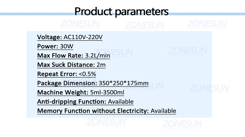 ZONESUN Электрический наполнитель, автоматическая машина для розлива масла, духов, напитков, жидкостей, оборудование для розлива, инструменты для откачки воды 5-3500 мл