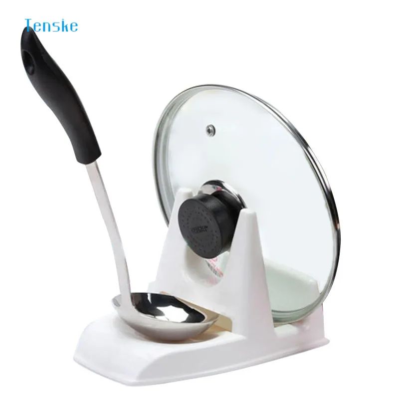 Tenske 2 في 1 ملعقة الحساء وعاء غطاء منظم التخزين الجرف حامل حامل موقد الطهي ملعقة أداة اكسسوارات المطبخ 1 قطعة