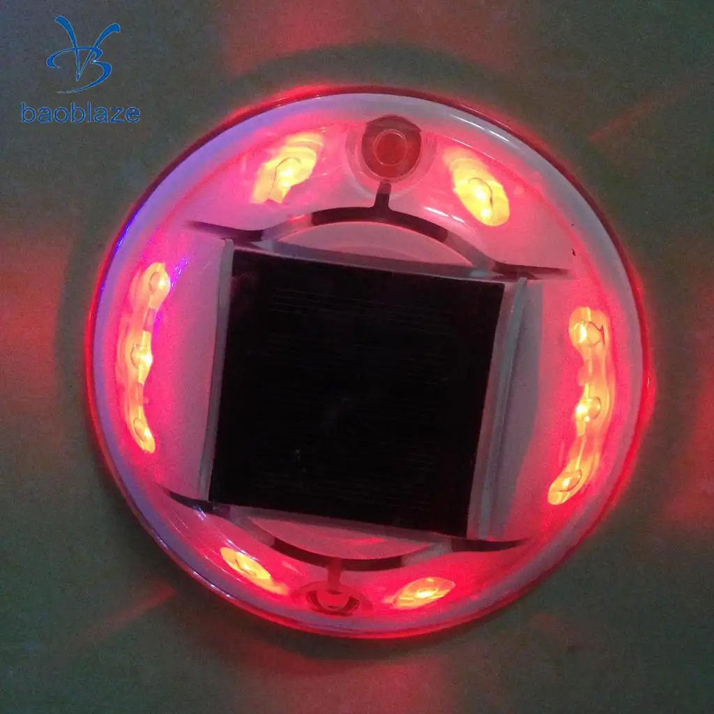 Baoblaze Solar LED Road Stud Light Pathway Deck Dock Driveway Garden Lamp Yellow