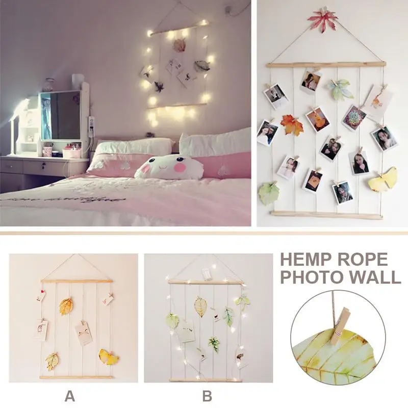 

Simple Creative Hemp Rope Photo Wall Postcard Polaroid Photo Ornaments Room Dormitory Small Fresh Decoration Hanging Photo Wall