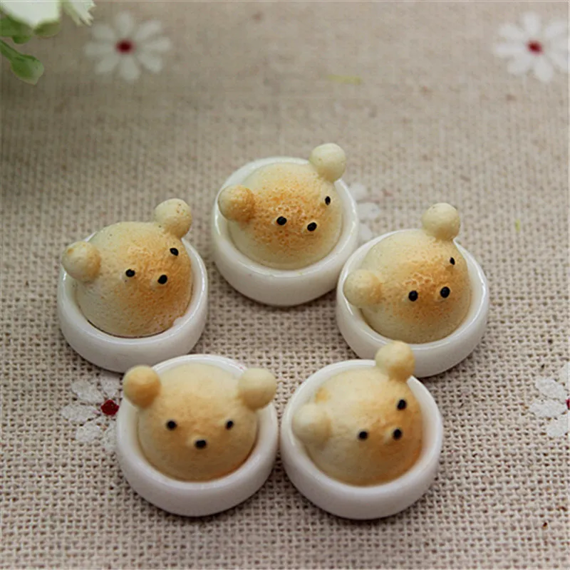 

10pcs Kawaii 3D Bear Cup Cake Resin Cabochon Flatback Embellishment Accessories Scrapbooking Crafts,16mm