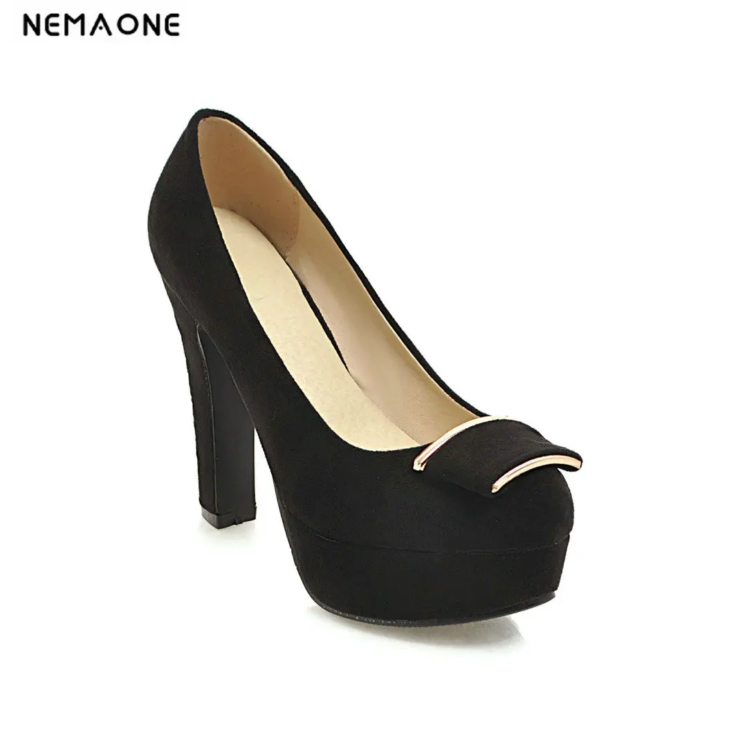 

2019 New Women pumps thick high Heels platform Shoes rouned toe Ladies wedding Shoes