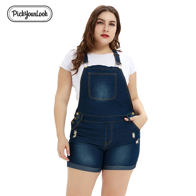 Denim Blue Pickyourlook, женский комбинезон размера плюс, Летний джинсовый синий женский комбинезон с карманами, Модный комбинезон с поясом, женские комбинезоны - Цвет: Denim Blue
