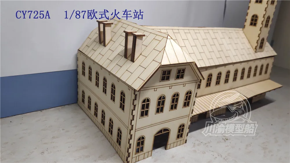 1/87 Scale Railway Station Platform Diorama Scene DIY Wooden Assembly Model Kits