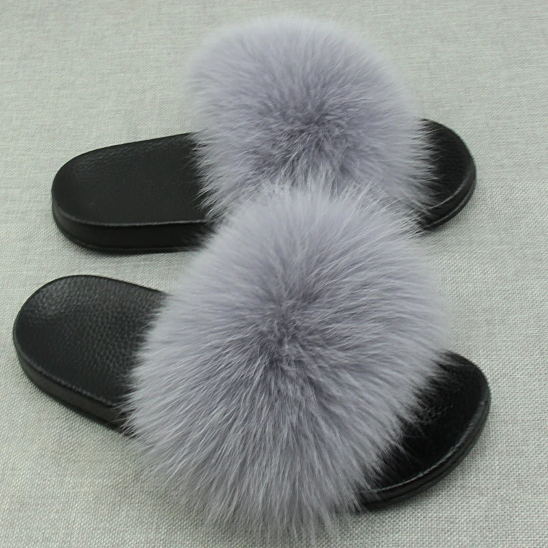 JKP Women's Furry Slippers Ladies Cute Plush Fox Hair Slippers Baby Fur Slippers four seasons Slippers for Women Hot 