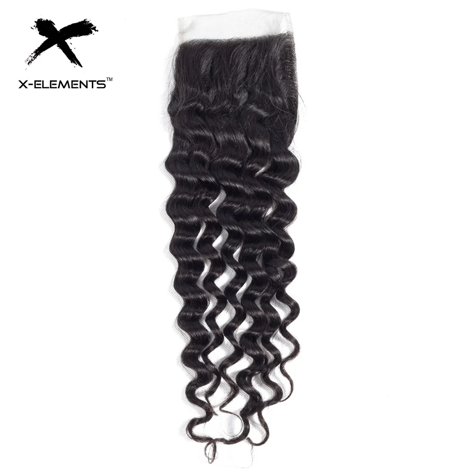 X Elements 4 4 Lace Closure Non Remy Deep Wave Hair Weaves