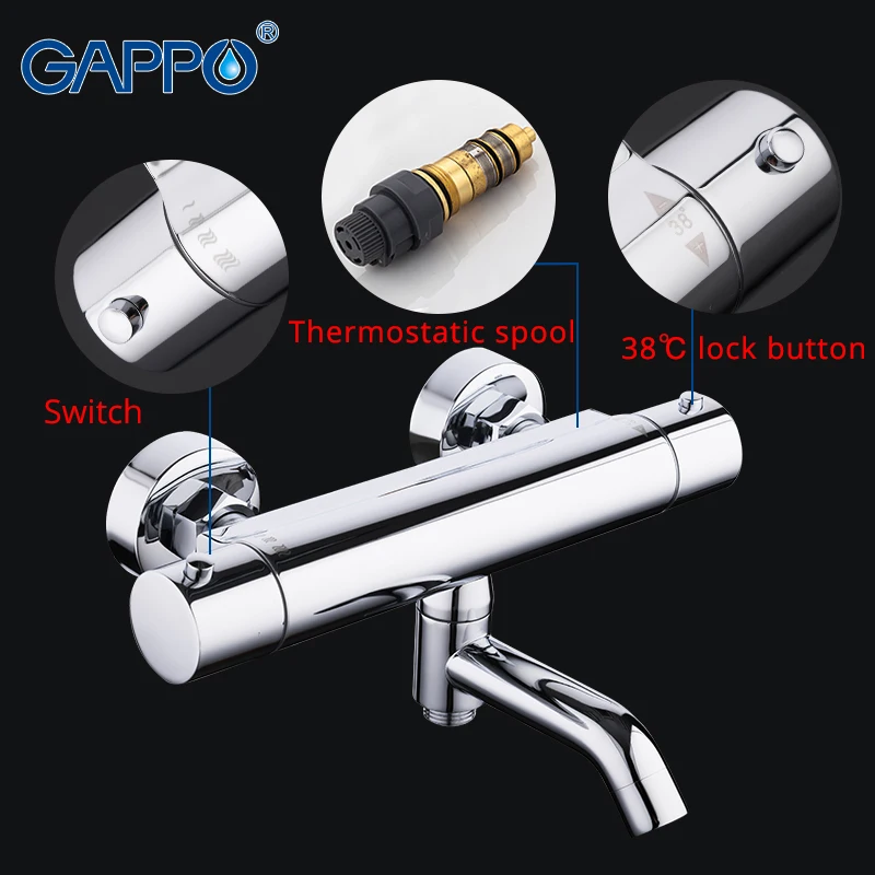 Billige GAPPO Dusche Armaturen bad mixer mit thermostat wasserfall thermostat dusche wasserhahn wand badewanne wasserhahn armaturen griferia