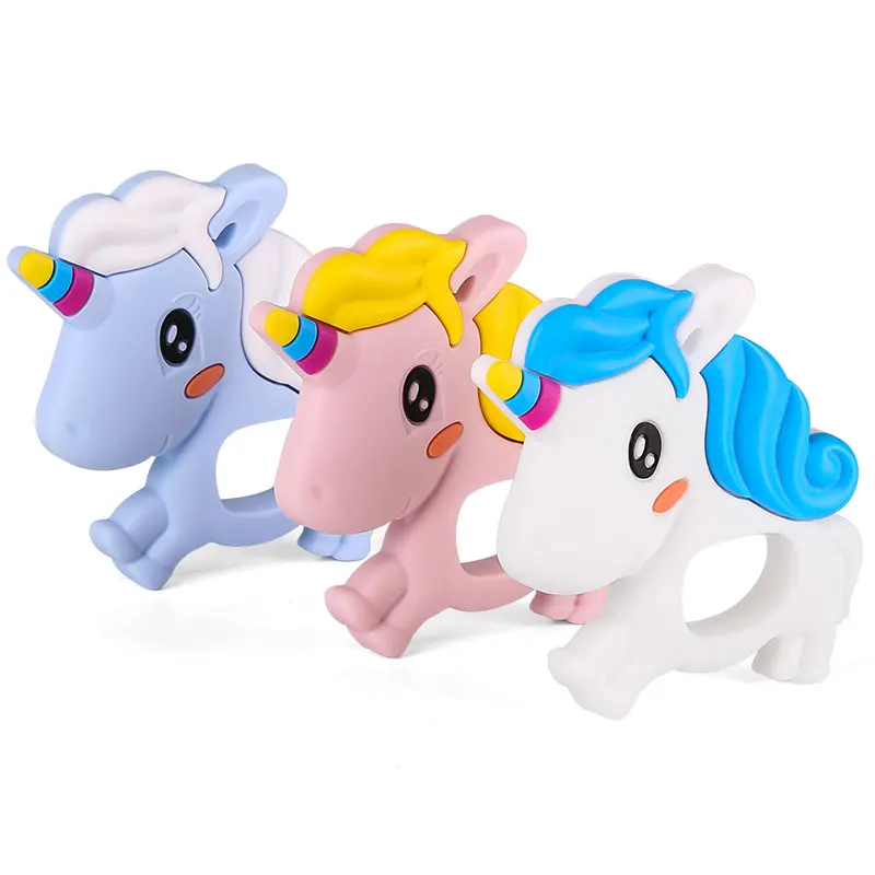 

Food Silicone Sensory Unicorn Teether Soother Teething Chew Toy Baby Shower Gift