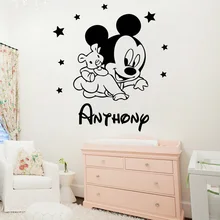 На заказ Название Микки Мауса Минни Наклейки на стены виниловые наклейки s для детской комнаты украшения для детской комнаты Аксессуары