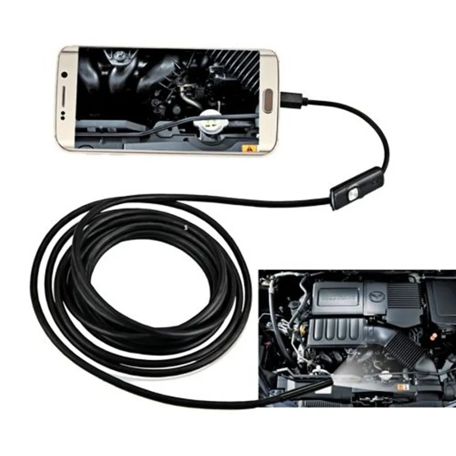 

7mm Lens 1m 2m 5m cable USB Android Endoscope Camera Inspection Camera Borescope 6 Leds light PC Endoskop Mini Camera