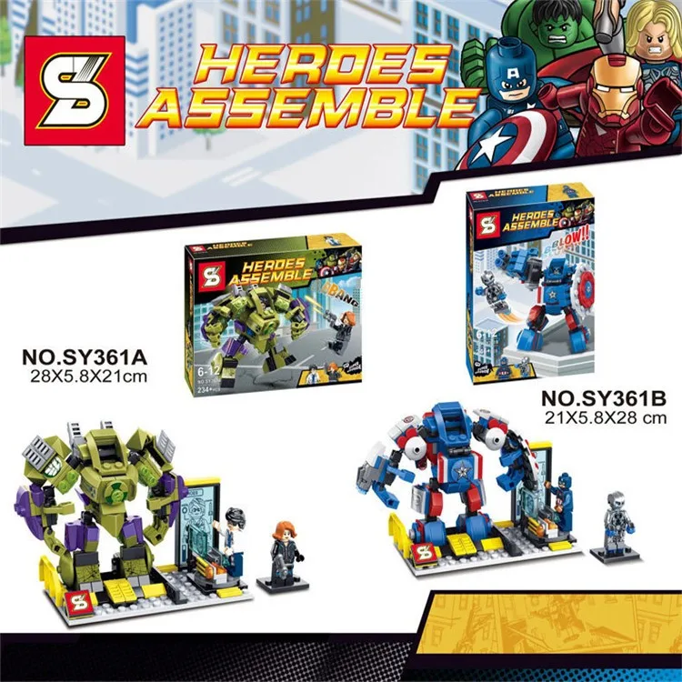 

2016 new SY361 Steel Armor Iron Hulk American Captain Model Doll Building Block Sets Bricks Toys