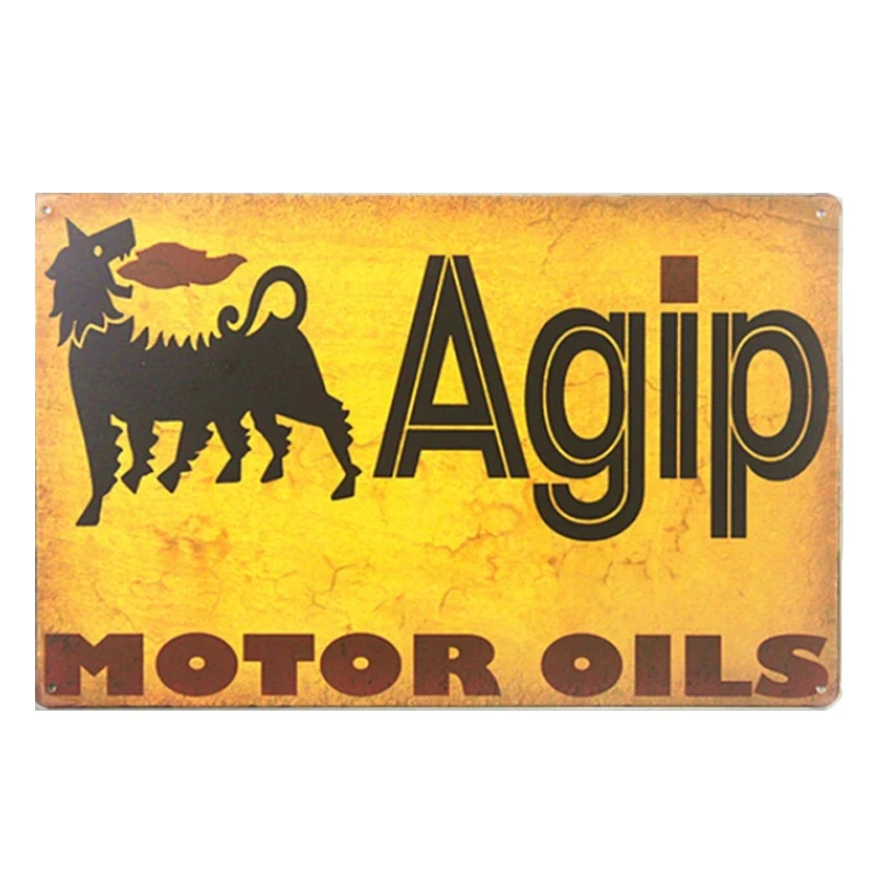 

Agip motor oils! tin signs vintage metal plate iron painting wall decoration