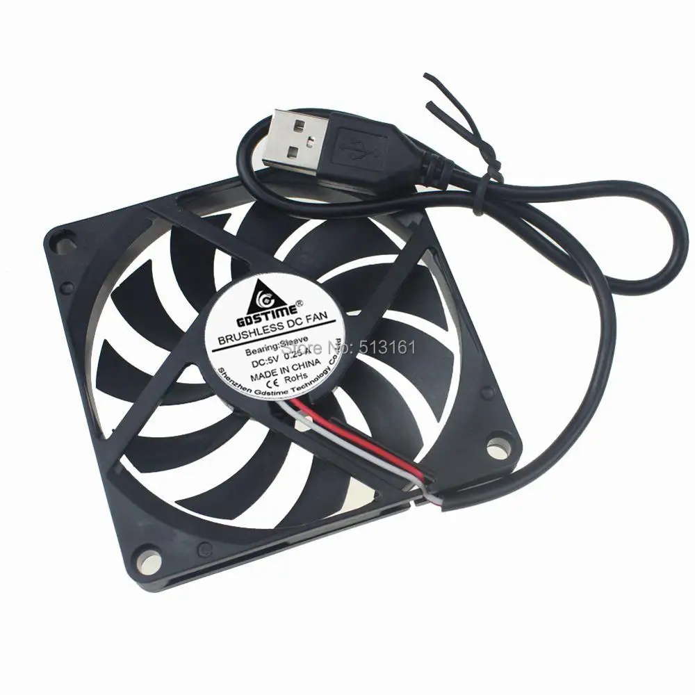 

100Pcs Gdstime USB 5V Fan 80mm 80x80x10mm 8cm 8010 DC Computer Cooling Cooler