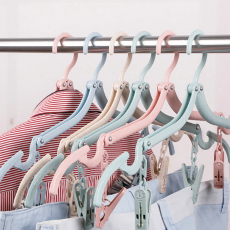 Wheat Straw Folding Clothes Pegs Travel Clothes Hanger Magic Portable